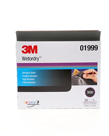 3M Wetordry Abrasive Sheet, 01999, 3000, 9 in x 11 in, 50 sheets per carton