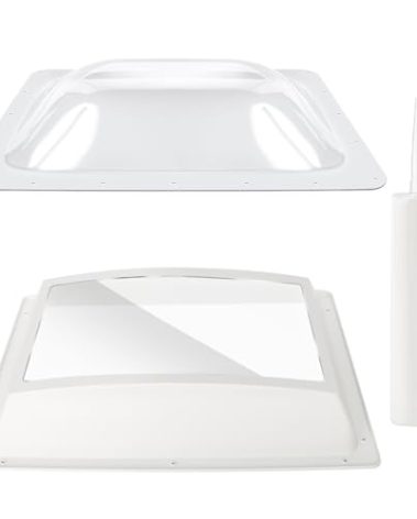 RV Skylight Replacement Bundle,18" x 26" Skylight Outer Dome Fit 14" x 22" Opening,RV Shower Skylight Replacement for Camper Trailer,Inner Dome with Window 14" x 22"+Polyurethane Adhesive Sealant,Clea