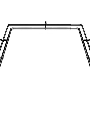 HOTOZON 1 Inch Heavy Duty Double Bay Window Curtain Rod, 36-72 Inch Telescoping Center Rod, 20-36 Inch Adjustable Side Rod Set, Black, End Cap Finials