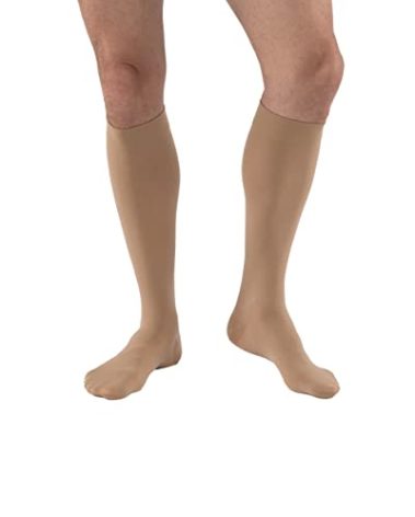 JOBST Relief Knee High Graduated Compression Socks, 20-30 mmHg - Comfortable Unisex Design - Closed Toe, Beige, X-Large Full Calf