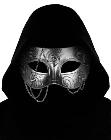 Guayma Steampunk Oni Masquerade Mask for Men/Women Halloween Mardi Gras Venetian Costume Party Prom Ball,Silver
