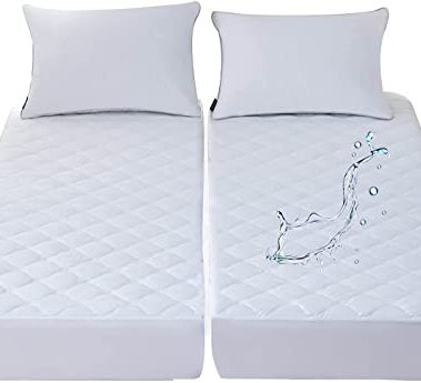 Waterproof Quilted Split California King Mattress Protector Pad for Adjustable Bed 2 Cali Twin XL 36x84 Soft Noiseless Fitted Mattress Cover Padded Topper with Enhanced Elastic Pocket White
