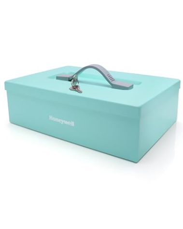 Honeywell Safes & Door Locks - Small Safe Box for Home - Fire Resistant Documents Lock Box with Keys - Steel Security with Key Lock for Personal Items, Jewelry, Money - 0.17 Cubic Feet - Teal - 6124TL