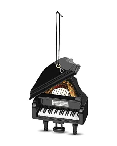 Broadway Gifts 3.5" Black Wood Grand Piano Ornament Decoration - Instrument Ornament Gift for Piano Players
