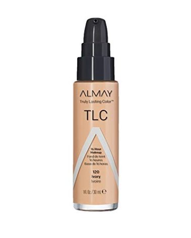 Almay Liquid Foundation, Truly Lasting Color, Long Wearing Natural Finish, Vitamin E and Lemon Extract, Hypoallergenic, Cruelty-Free, Dermatologist Tested, 120 Ivory, 1 fl oz