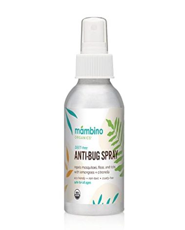 Mambino Organics Anti-Bug Spray, DEET-Free, Organic Mosquito Repellent with Essential Oils, Reef Safe, Face-Safe Protection for Babies, Kids, and Adults, Travel Bug Spray, 2.7oz