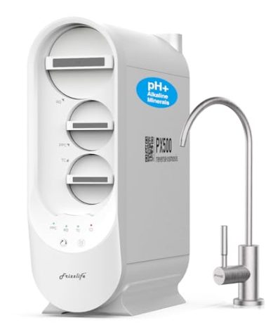 Frizzlife PX500-A Under Sink Tankless Reverse Osmosis Water Filtration System, 500 Gallons Per Day, Remineralizes Water, Easy DIY Installation, Low Maintenance