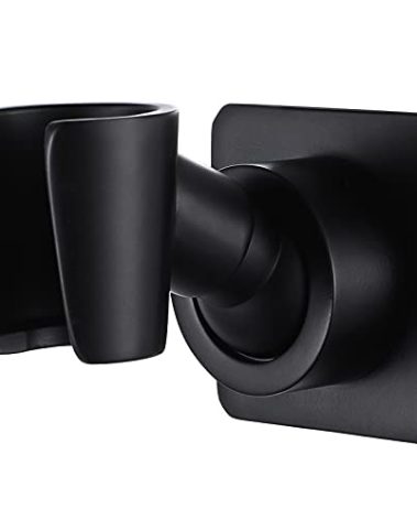 Shower Head Holder All Meta lHandheld Shower Wand Bracket Adhesive Shower Wall Mount Holder Brass Shower Spray Holder Black, Drill Free Glue Installation