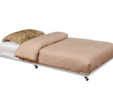 KB Designs - Twin Roll-Out Metal Trundle Bed Frame with Wheels, White