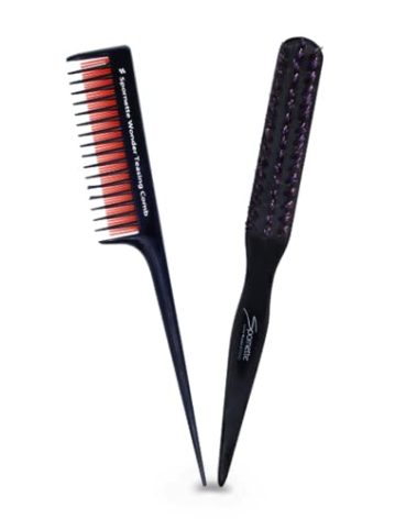 Spornette Teasing Brush & Comb Set - Little Wonder Boar & Tourmaline Nylon Bristle Brush #111, Triple Comb #TC-1 for Backcombing, Volume, and Slick Styling
