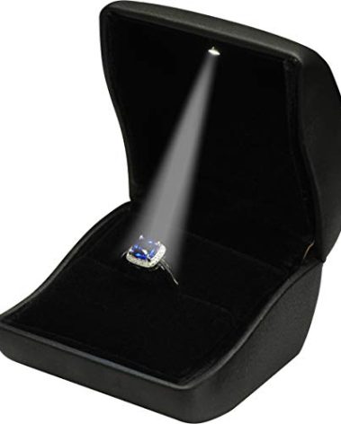The Jewellery Pak LED Black Ring Box for Proposal, Wedding, Engagement Luxury Arc Shaped PU Leather LED Ring Gift Box With an Extra Premium Packer Box for Men for Women