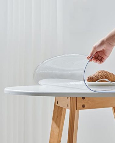 Leffora 60 Inch Clear Round Table Cover Protector, 2.0mm Thick Plastic Desk Protector Mat, Round Waterproof PVC Desk Cover, Vinyl Placemats for Circle Desktop, Coffee Table, Dining Room Table