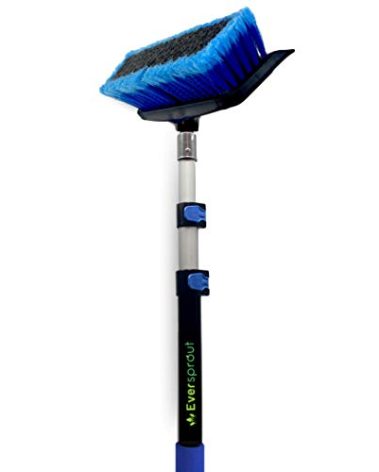 EVERSPROUT 5-to-12 Ft Car Brush with Rubber Bumper, Lightweight Extension Pole Handle, Soft Bristles Car Wash Brush, RV Wash Brush, Truck Wash Brush, Boat Brush, Solar Panel Cleaning Brush and Pole
