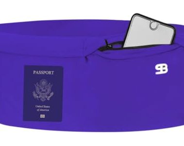 StashBandz Unisex Travel Money Belt, Running Belt, Fanny and Waist Pack, 4 Large Security Pockets and Zipper, Fits All Size Phones Passport and More, Small