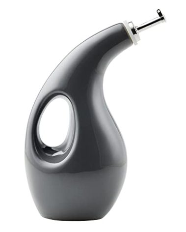 Rachael Ray 48465 Ceramic EVOO Oil and Vinegar Dispensing Bottle with Spout, 24 Ounce - Dark Gray