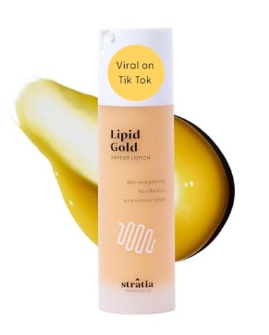 Stratia Lipid Gold Skin-Strengthening Ceramide Moisturizer with Niacinamide, Hydrates & Soothes All Skin Types, 3.4 Fl Oz