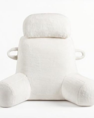 32" X-Large Reading Pillow for Sitting Up in Bed & Post-Surgery Recovery - Super Soft Adjustable Neck Roll Backrest Pillow, Washable Cover for Adults, Watching TV/Gaming (White)