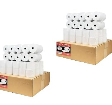 (48 Gsm Paper Thickness) 2 1/4 x 230ft 1-Ply Thermal Paper [100 Rolls] BPA Free Cash Register Tape Sharp 01PU, 01PU, ER-A520, ER-A530, UP-700, XE-A201, XE-A202, XE-A302 CBM262, CBM270