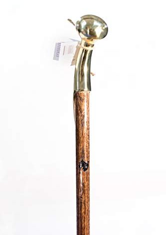 Walking Cane - Original Bubba Stik "Standard" Style Walking Stick with Brass Hame Handle. Made in Texas by Real Texans. (Mahogany, 39" Tall)