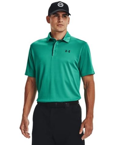 Under Armour Men's Tech Golf Polo, (508) Birdie Green / / Black, Small Tall