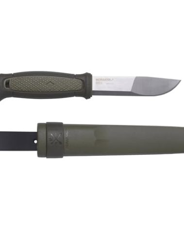 Morakniv Kansbol Stainless Steel Fixed-Blade Survival Knife With Sheath, Military Green, 4.3 Inch