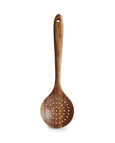 DDJSJ Teak Kitchen Utensils,Colander Ladle Skimmer Scoop Kitchenware Scoop Dipping Big Wooden Rice Long Handle Natural Utensils Handcrafted Cutlery Tool (scoop dipping(11x3.15in))…