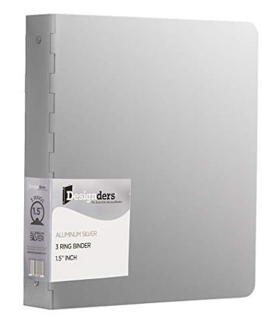 JAM PAPER Aluminium 1.5 inch Binders - Silver Aluminum 3 Ring Binder - Sold Individually