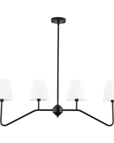 9MMML 39" 4 Arms Kitchen Island Lighting,4 Lights Dining Room Chandelier,Black Body + Fabric Shade Fixture for Hallway Entryway Foyer Living Room,E12 Bulb