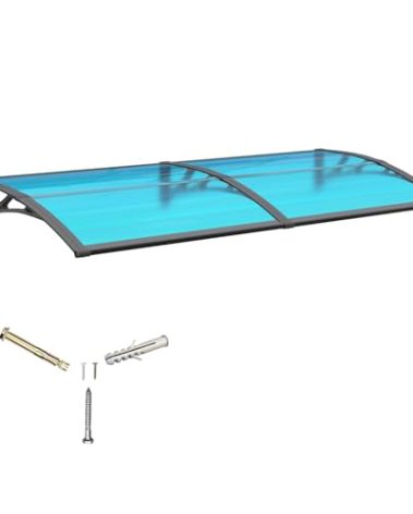 Awning for Door Entrance,32X80 Inches Awnings for Doors,Window Awning Canopy Exterior with Plastic Steel Bracket,Polycarbonate Cover,UV,Rain,Snow Protection for Porch,Patio,Deck