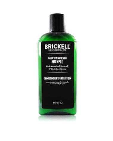Brickell Men's Products Daily Strengthening Shampoo for Men, Natural and Organic Featuring Mint and Tea Tree Oil To Soothe Dry and Itchy Scalp, Sulfate Free and Paraben Free, 8 Ounce, Scented