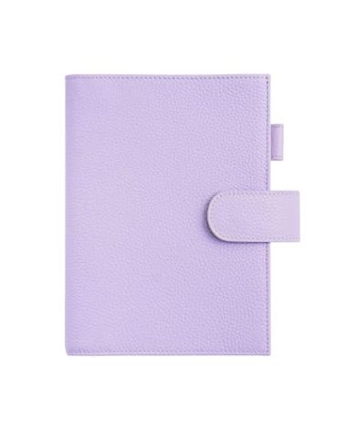 Moterm Leather Cover for Stalogy B6 - with Back Pocket, Pen Loop and Card Slots (Pebbled-Lavender, B6+)