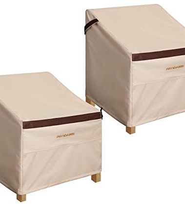 PATIOASIS 40''W x 40''D x 36''H Oversized Outdoor Recliner Chair Cover 2 Pack, Patio Adirondack Deep Seat Single Armchair Waterproof Fade-Resistant Beige Lawn Deck Furniture Cover