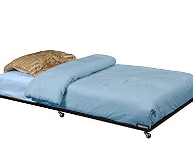 Kings Brand Furniture - Metal Twin Size Roll-Out Trundle Bed Frame with Slats Support (Black Finish)