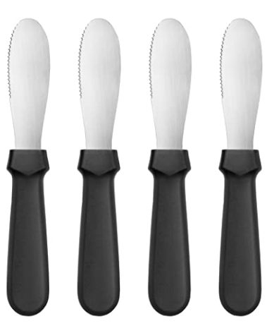 New Star Foodservice 43013 Plastic Handle Butter Spreader, 8.75-Inch, Black, Set of 4