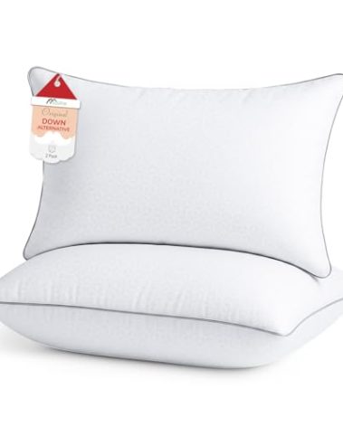 Sasttie Pillows Queen Size Set of 2, Bed Pillows for Side, Back, and Stomach Sleepers - Oeko-Tex Certified Down Alternative Plump Filling - Hotel Quality and Machine Washable, 2 Pack