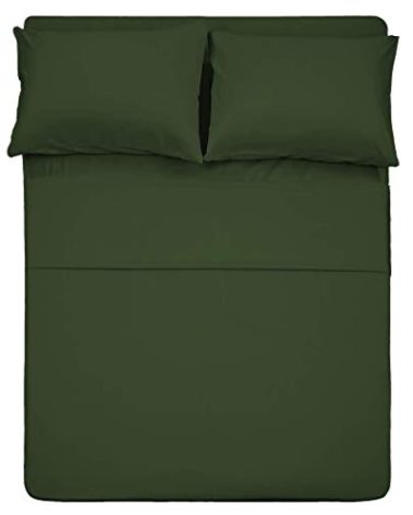 Best Season 4 Piece Bed Sheet Set (Full Size Olive Green) 1 Flat Sheet,1 Fitted Sheet and 2 Pillow Cases,100% Brushed Microfiber 1800 Luxury Bedding,Deep Pockets,Extra Soft & Fade Resistant