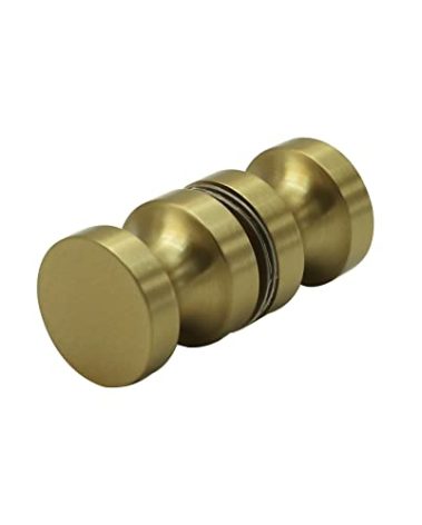 CKB Shower Glass Door Knob, Double Sided Pull Handle for 5/16"~1/2" Glass, Stainless Steel with Brushed Gold Surface Shower Door Pull Handle