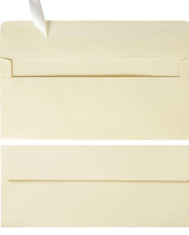 Wishop 50 Pack #10 Business Envelopes Self Seal 4x9 Standard Envelopes for Business, Invoices, Letter Mailing, 4 1/8 x 9 1/2 Inches (Cream Color, 4.13 x 9.49)