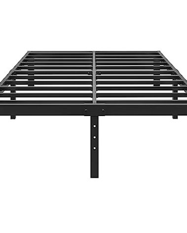 ALDRICH 14 Inch Metal Bed Frame Queen Size - Double Black Basic Steel Slats Platform, Easy Assembly Heavy Duty Noise Free Bedframes, No Box Spring Needed