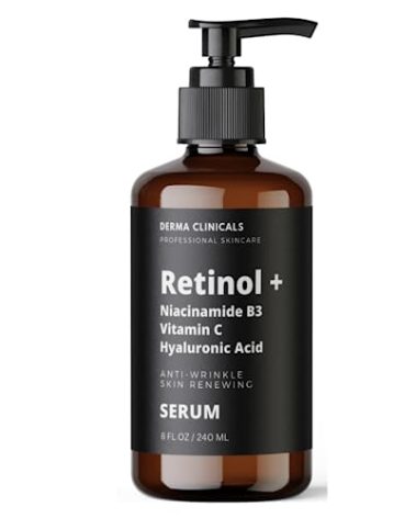 Retinol + Niacinamide B3, Vitamin C, Hyaluronic Acid Serum, Anti-Aging Serum for face, Brightening Firming Hydrating Serum, Fine lines and Wrinkle Face Serum - 8oz