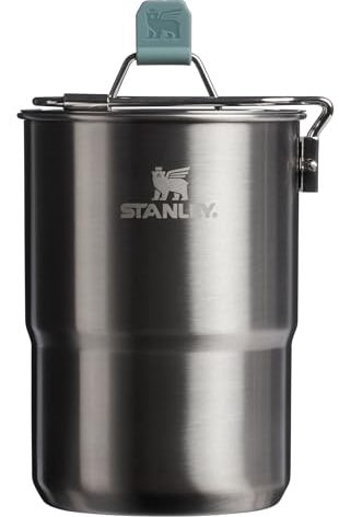 Stanley Wildfare Go 4-Piece Stainless Steel Two Cup Cook Set | 32 oz Pot and Lid with Fold & Lock Handle | 2 Stacking Cups | Camping Essentials for Your Camp Kitchen | BPA-Free | Shale + Charcoal