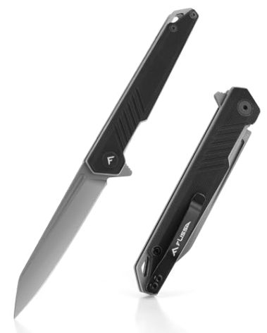 FLISSA Folding Knife, Pocket Knife with D2 Steel Blade, G10 Handle, Pocket Clip, Lightweight for Camping, Tactical, Hiking, Hunting, EDC, Daily Use, Outdoor Activities(Black)