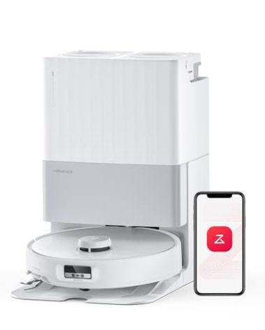 roborock Qrevo Edge Robot Vacuum and Mop, 18,500Pa Suction, Zero-Tangling, AdaptiLift Chassis, Al Obstacle Recognition, Hot Water Mop Washing & Dock Self Cleaning, Corner to Edge Deep Cleaning