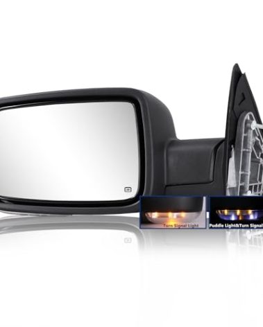 Side Mirror Compatible with Towing Mirror 2009-2018 Dodge Ram 1500 2010-2018 Dodge Ram 2500 3500 4500 5500 with Power Heated Turn Signal temperature sensor Manual Folding Only Left Side