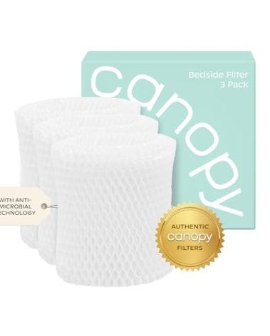 Canopy Original Bedside Humidifier Filters, Replacement Filters - Compatible with Canopy Bedside Humidifiers, Made with Wood Pulp, Paper Filter, Replace Every Six Weeks - Pack of 3
