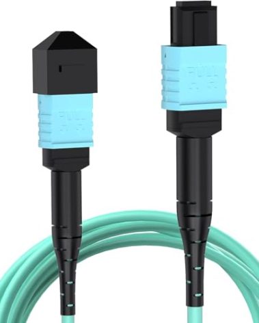 VANDESAIL MPO to MPO Fiber Cable, 12M /40ft OM3 Multimode M P O Cable 12 Core Strand Compatible with 8 Core for QSFP+Transceivers MTP Compatible Application