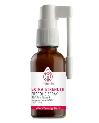 Teliaoils Oregano Propolis Throat Spray with Honey and Oregano Essential Oil, Propolis Spray for Immune Support and Throat Relief/Fights Cold, Coughs, 1 fl oz