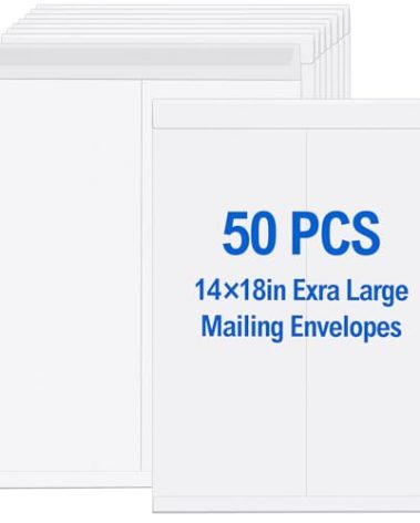 Motipuns 50 Pcs 14'' x 18'' Extra Large Mailing Envelopes 32lb with Gummed Flaps, Catalog Jumbo Craft Envelopes for Mailing, Storage and Organizing Documents Office Supplies(White)