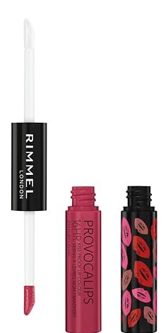 Rimmel London Provocalips 16hr Kiss-Proof Lip Color - Two-Step Liquid Lipstick to Lock in Color and Shine - 210 Flirty Fling, .14 fl.oz.