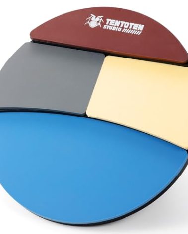 TENTOTEN Drum Pad, 4 Kinds Elasticity Drum Practice Pad for Snare, Tom, Floor-tom & Ride Cymbal, Silent Practice Drum Pad and Portable Practice Pad for Drummers (12")